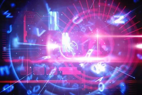 Blue and red technology interface 스톡 사진