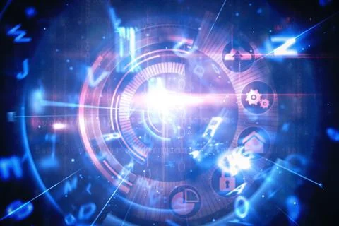 Blue and red technology interface Stock Photos