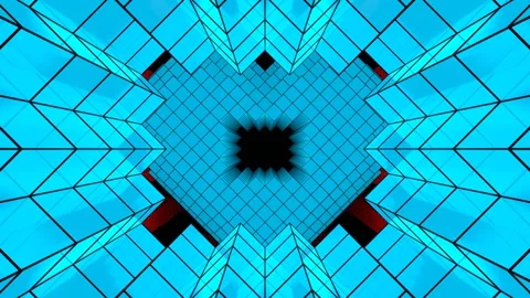 Blue and Red Through Pixel Heart Background VJ Loop in 4K Video stock 262335389