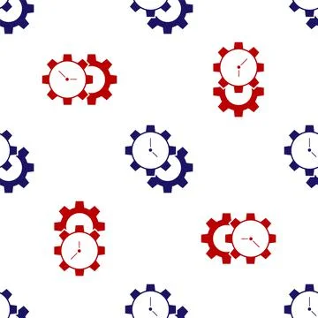 Blue and red Time Management icon isolated seamless pattern on white background Illustrazione stock