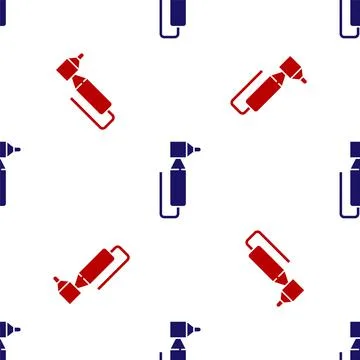 Blue and red Tooth drill icon isolated seamless pattern on white background Illustrazione stock