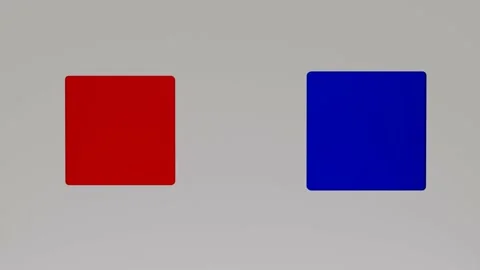 Blue and red translucent squares fly back and forth on a white background. loope Stock Footage 162103276