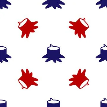 Blue and red Tree stump icon isolated seamless pattern on white background Stock Illustration