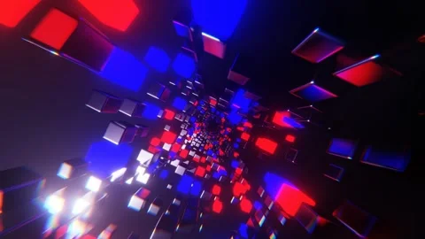 Blue and Red Vibrant Sci-Fi Neon Tunnel Background VJ Loop l 4K Stock Footage 295878139