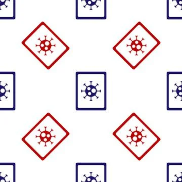 Blue and red Virus statistics on monitor icon isolated seamless pattern on white 스톡 일러스트