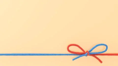 Blue and red woolen bow, 3d rendering Stock Illustration