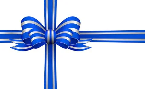 Blue and Silver Bow on a white background Stock Illustration