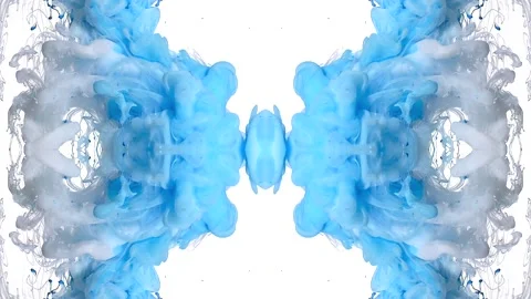 Blue and silver-gray ink spread like two mirrored wings Stock Footage 338104368