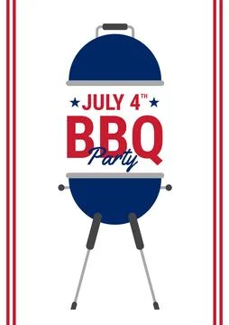 A Blue and Silver Grill Poster for July 4th BBQ Party Illustrazione stock