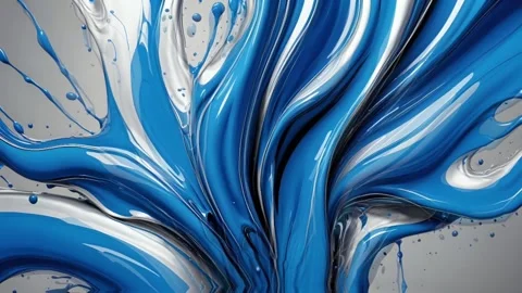 Blue and silver liquid marble splashes and waves 스톡 동영상 309875190