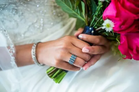 Blue and Silver Wedding Ring Stock Photos