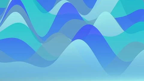 Blue and Teal Abstract Wavy Background with Overlapping Layers of Transluce.. Stock Illustration
