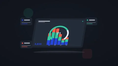 Blue and teal analytics dashboard flat design loop Stock Footage 342628464