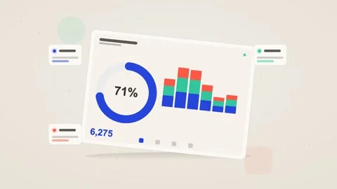 Blue and teal analytics dashboard flat design loop Video stock 342628874