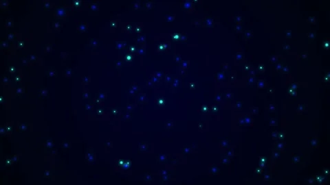 Blue and teal glowing particles flickering on dark background Stock Footage 304833003