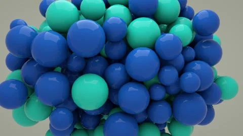 Blue and Teal Spheres Cluster in Minimal Geometric Abstract 3D Art Design 스톡 동영상 341926156