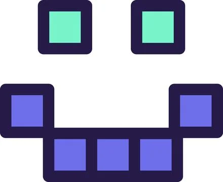 Blue And Turquoise AI Technology Doodle Sticker With Robots Smile Stock Illustration