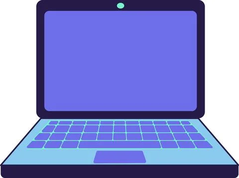 Blue And Turquoise AI Technology Doodle Sticker With Laptop Stock Illustration