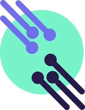 Blue And Turquoise AI Technology Doodle Sticker With Circle 스톡 일러스트