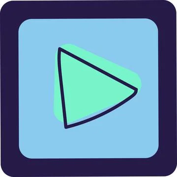 Blue And Turquoise AI Technology Doodle Sticker With Play Button Stockillustratie
