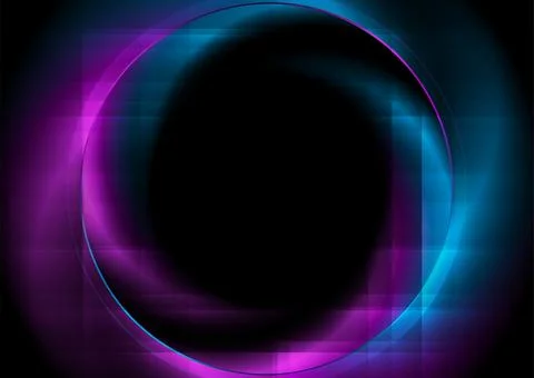 Blue and violet bright glowing glossy circle abstract geometric background Stock Illustration