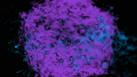 Blue and violet connecting particles fly slowly against a black background. abst Stock Footage 123138437