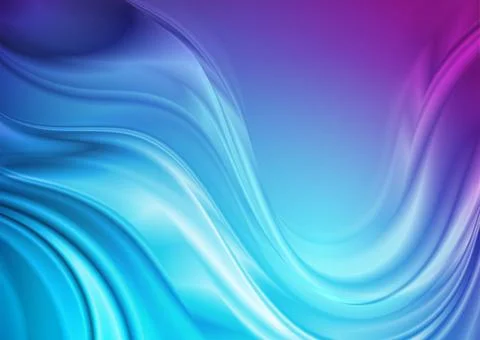 Blue and violet glossy blurred curved waves abstract background 스톡 일러스트