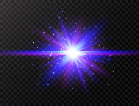 Blue and violet glowing effect. Star burst with beams and sparkles. Futuristi Stock Illustration