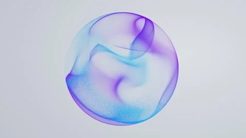 Blue and violet gradient sphere with fluid smoke waves on light background 스톡 동영상 340533996