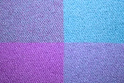 Blue and violet wool plaid texture macro shot Stock Photos