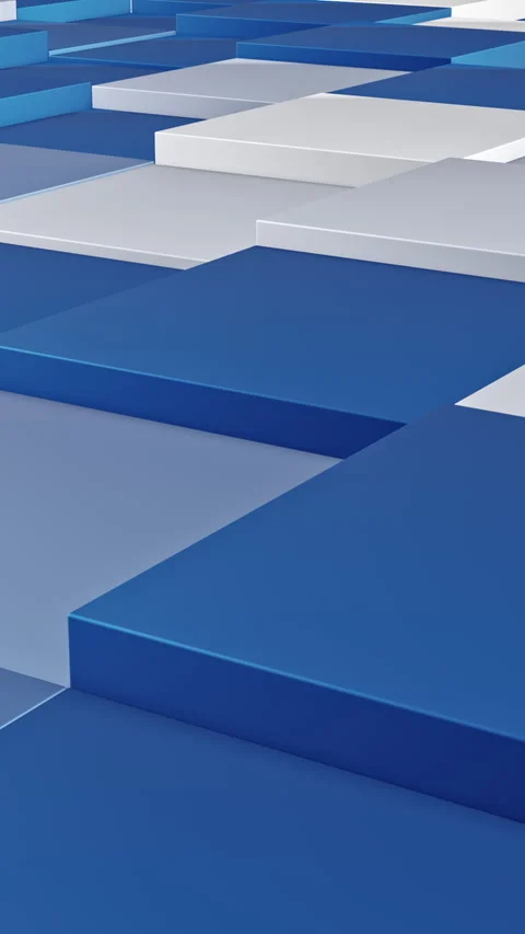 Blue and White 3D Panels Low Angle Geometric Vertical Seamless Loop 스톡 동영상 345852503