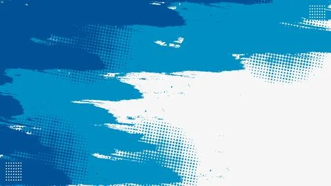 Blue and White Abstract Background with Halftones Style Brush Stroke Grunge.. Stock Illustration