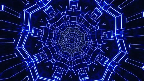 Blue and white abstract pattern with circular shape. Kaleidoscope VJ loop Stock Footage 261670897