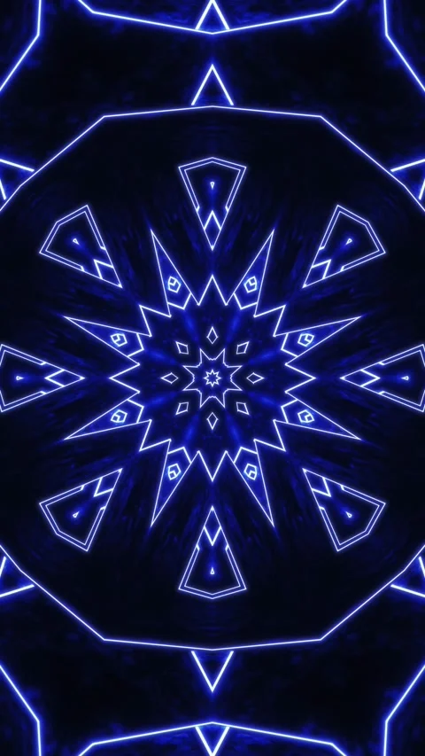 Blue and white abstract pattern with star. Kaleidoscope VJ loop Vertical. 3D Stock Footage 314000301