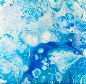 Blue and White Acrylic Pour Painting Stock Illustration