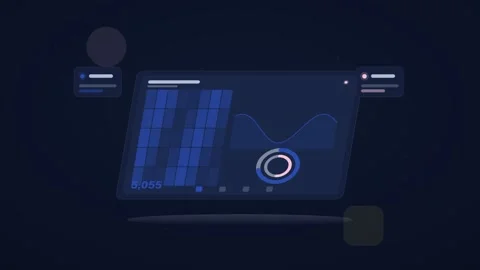 Blue and white analytics dashboard flat design loop Vidéo 342628396