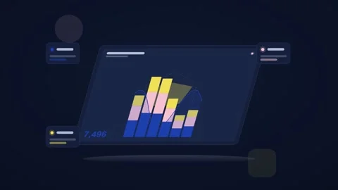 Blue and white analytics dashboard flat design loop Vidéo 342628470