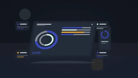 Blue and white analytics dashboard flat design loop Stock Footage 342628488