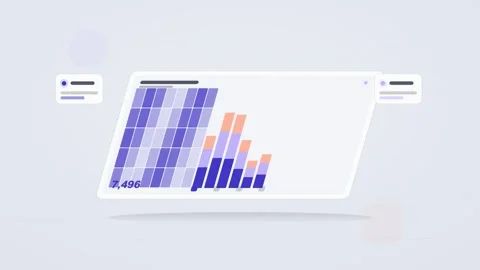 Blue and white analytics dashboard flat design loop Stock Footage 342628888