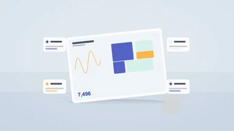 Blue and white analytics dashboard flat design loop 動画素材 342628892