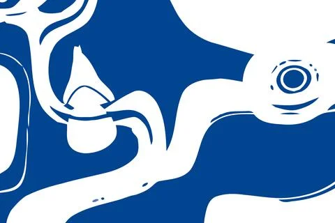 Blue and white background. Abstract vector. Moving waves design. Fluid geomet Stock Illustration