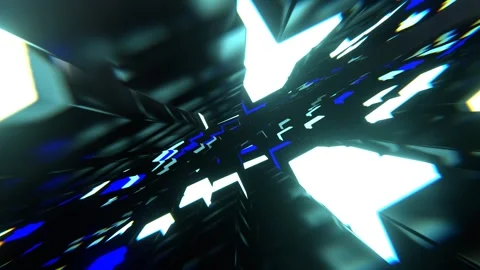 Blue and White Beautiful Infinity Tunnel Neon Cubes Background VJ Loop l 4K Stock Footage 296173308