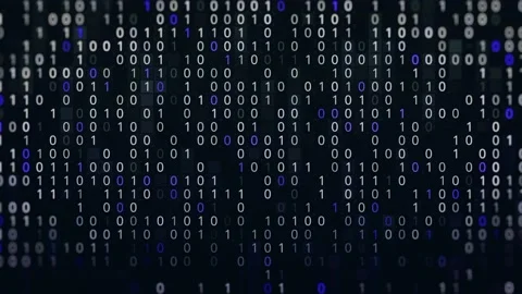 Blue and white binary code fast typing on dark display. Animation. Numbers zero Stock Footage 144855072