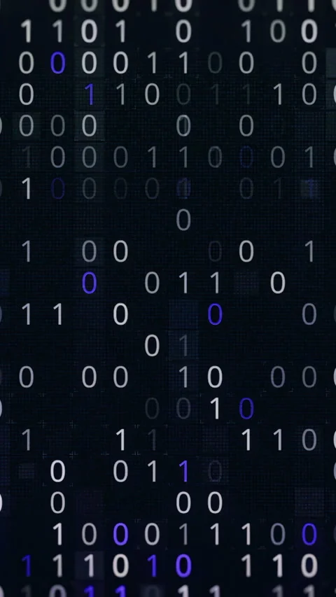 Blue and white binary code fast typing on dark display. Animation. Numbers zero Stock Footage 289635685