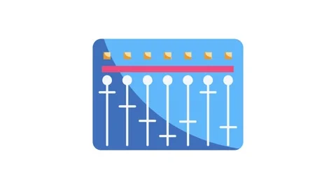 A blue and white button adorned with various colored lines extending outward. Stock Footage 332323344
