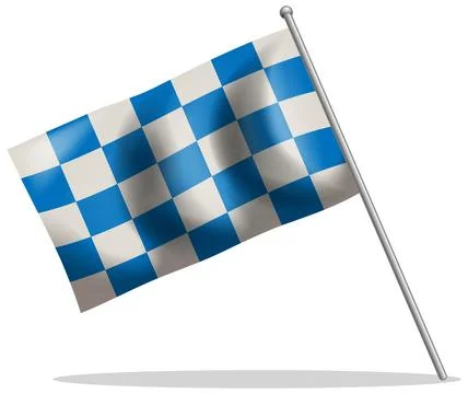 Blue and White Checkered Flag Waving on Pole Stock Illustration