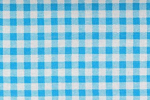 Blue and white checkered, pattern, design, cotton fabric for sewing, texture  Stock Photos