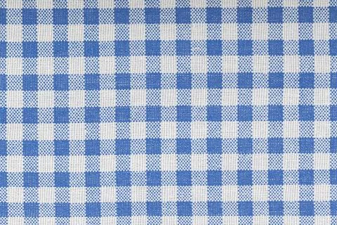 Blue and white checkered, pattern, design, cotton fabric for sewing, texture  Stock Photos