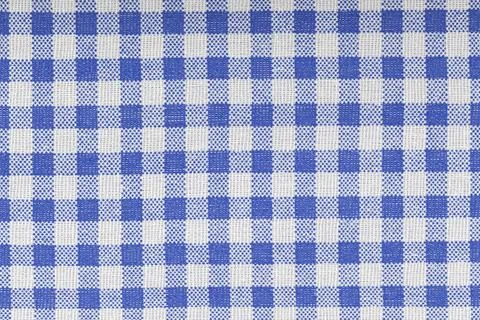 Blue and white checkered, pattern, design, cotton fabric for sewing, texture  Stock Photos