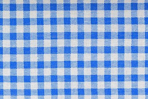 Blue and white checkered, pattern, design, cotton fabric for sewing, texture  Stock Photos